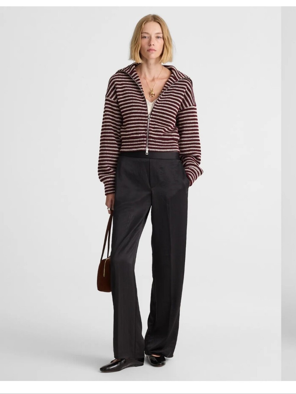 Madewell Black The Easy Pull-On Pant in Satin XXS G086